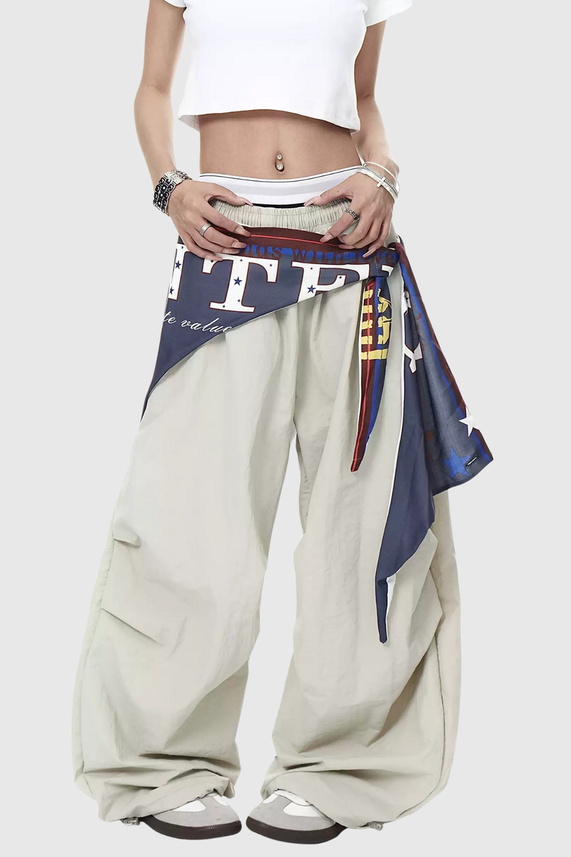 Defne Ruch Print Wide Leg Pants in Apricot