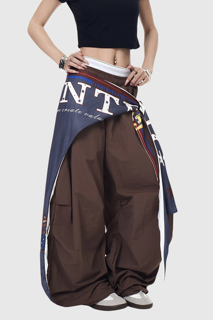 Defne Ruch Print Wide Leg Pants in Brown