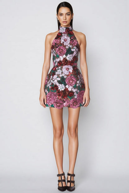 Zaelyx Pink Sequin Multi Mini Dress