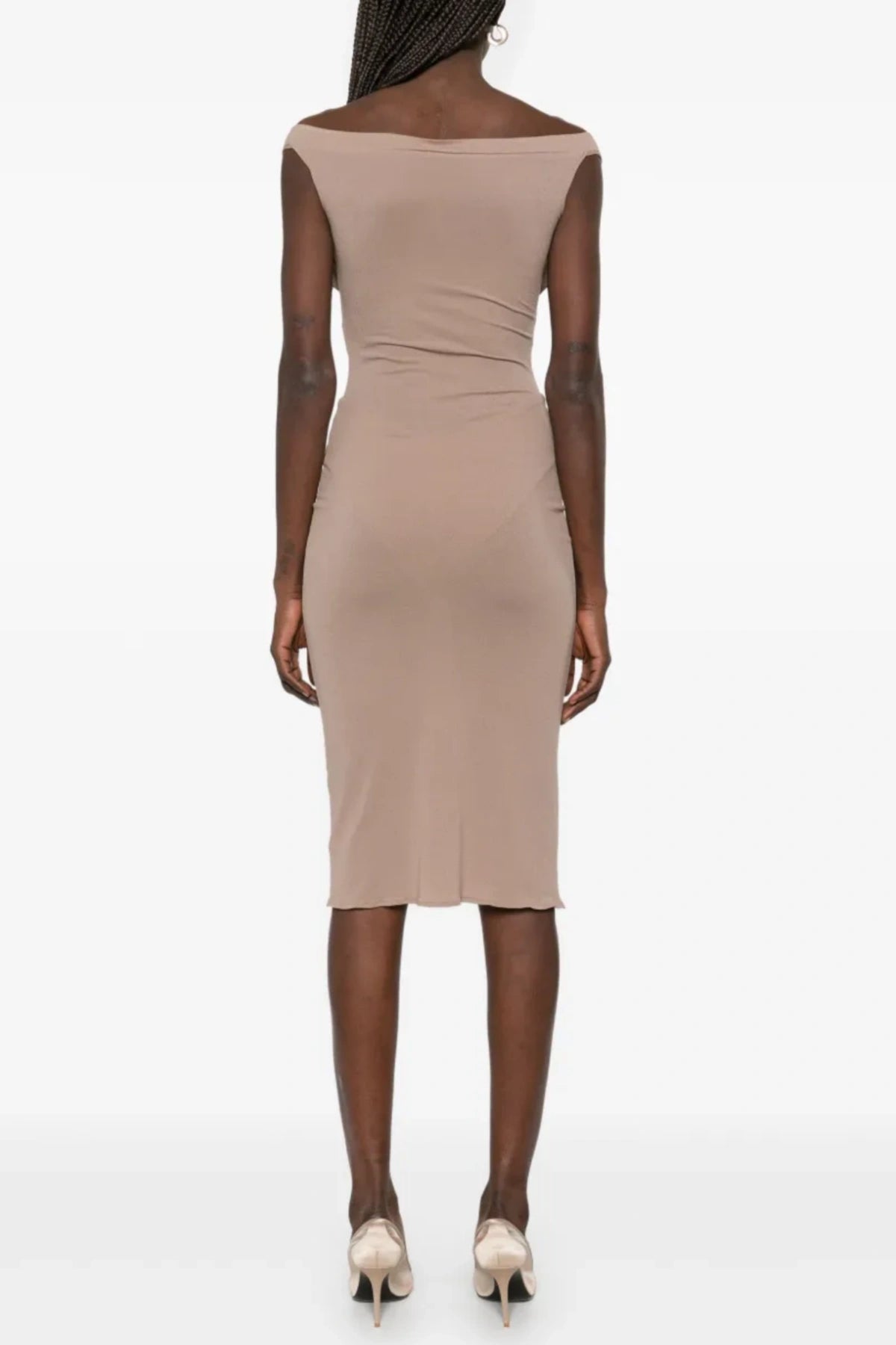 Dinella Appliqué Corset Midi Dress - Grey