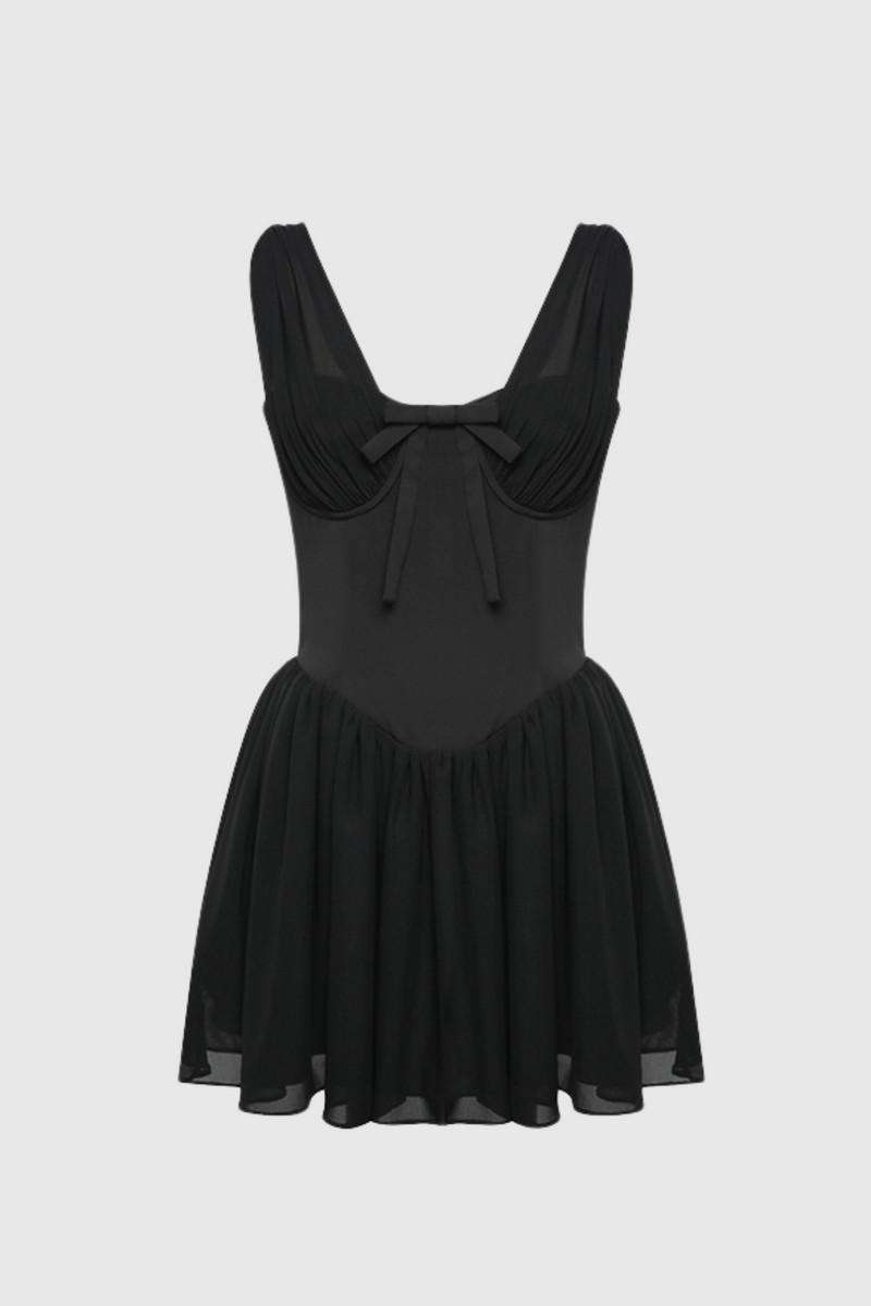 Doers Bow Ruched Mini Dress
