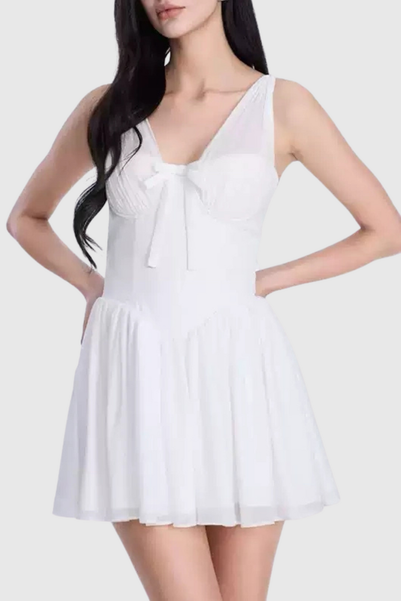Doers Bow Ruched Mini Dress