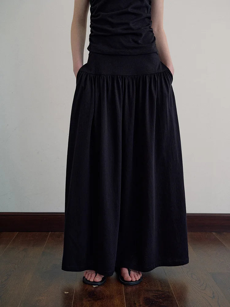 Dressbetty - Color Draping Knitted Pleated Skirt