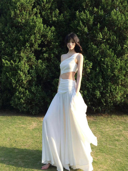 Dreamy White Maxi Dress _ Flowy, Backless & Beach-ready
