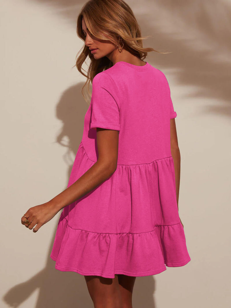 Brighter Days Tiered Mini Dress - Pink