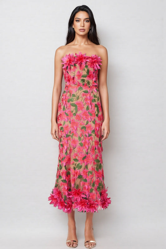Adame 3d Mesh Midi Dress