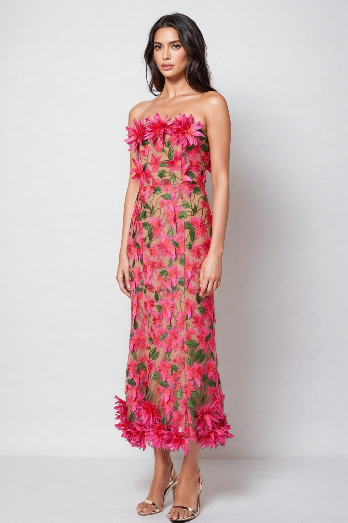 Adame 3d Mesh Midi Dress