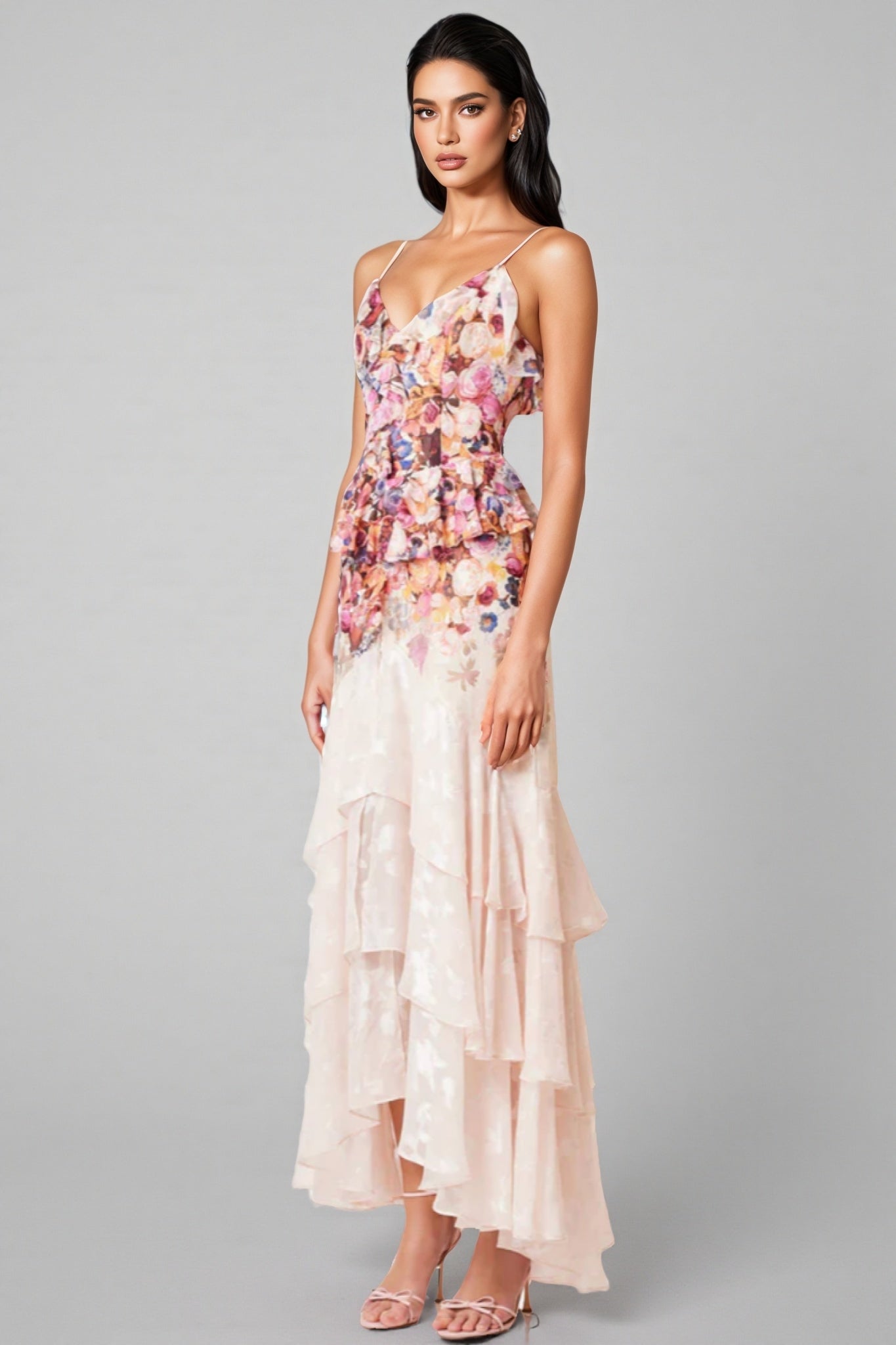 Anwes Pink Frilled Maxi Dress