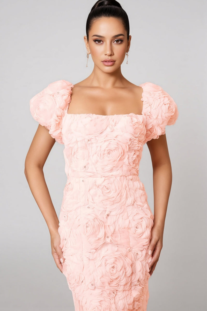 Livia Pink 3d Midi Dress