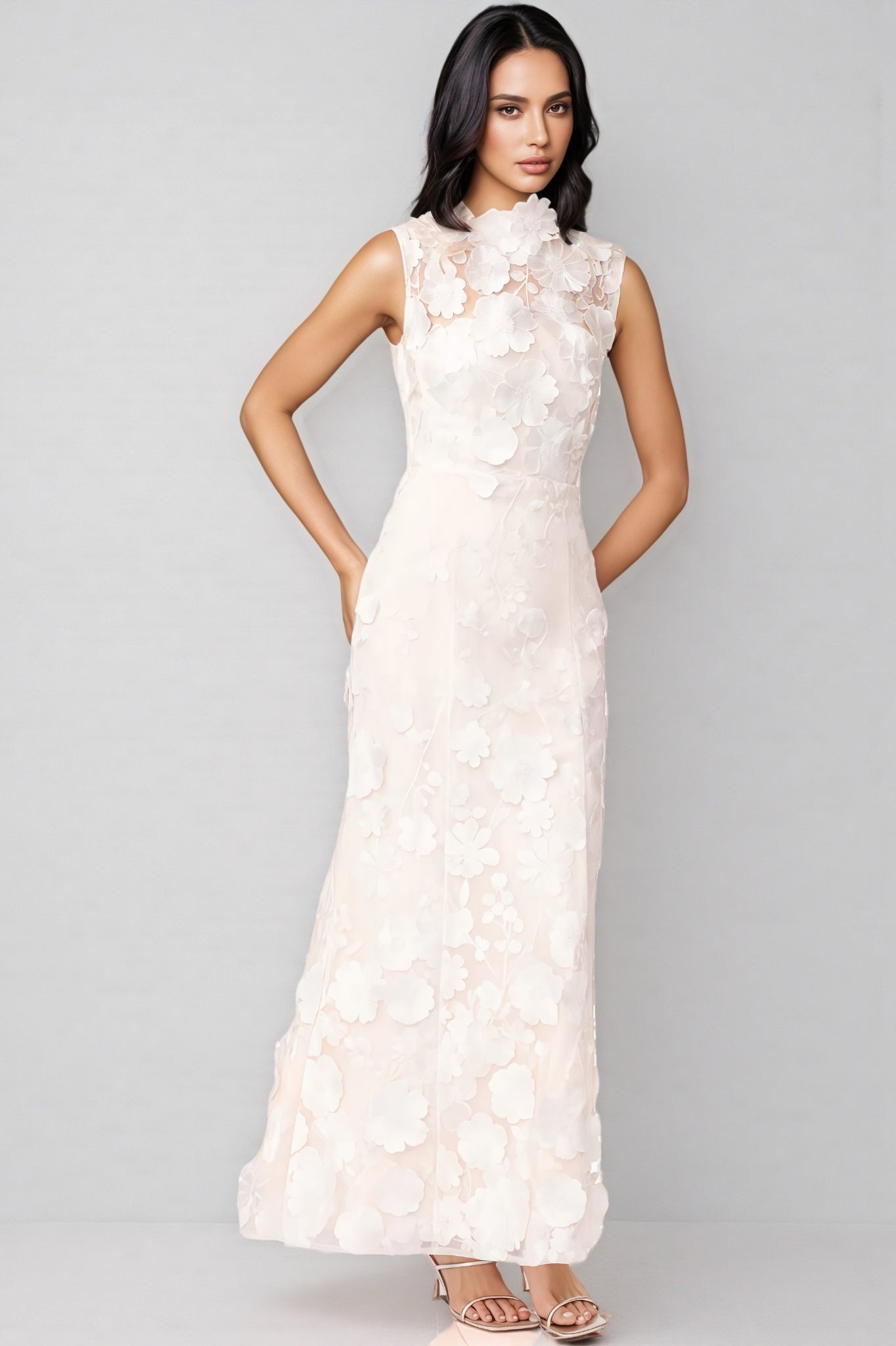 Jastet Embroidered 3d Maxi Dress