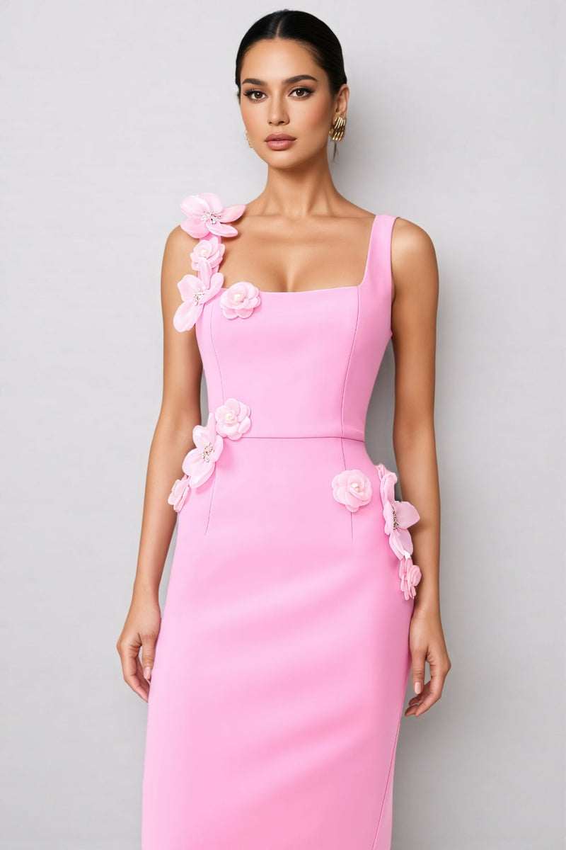Terlyn Pink 3d Midi Dress