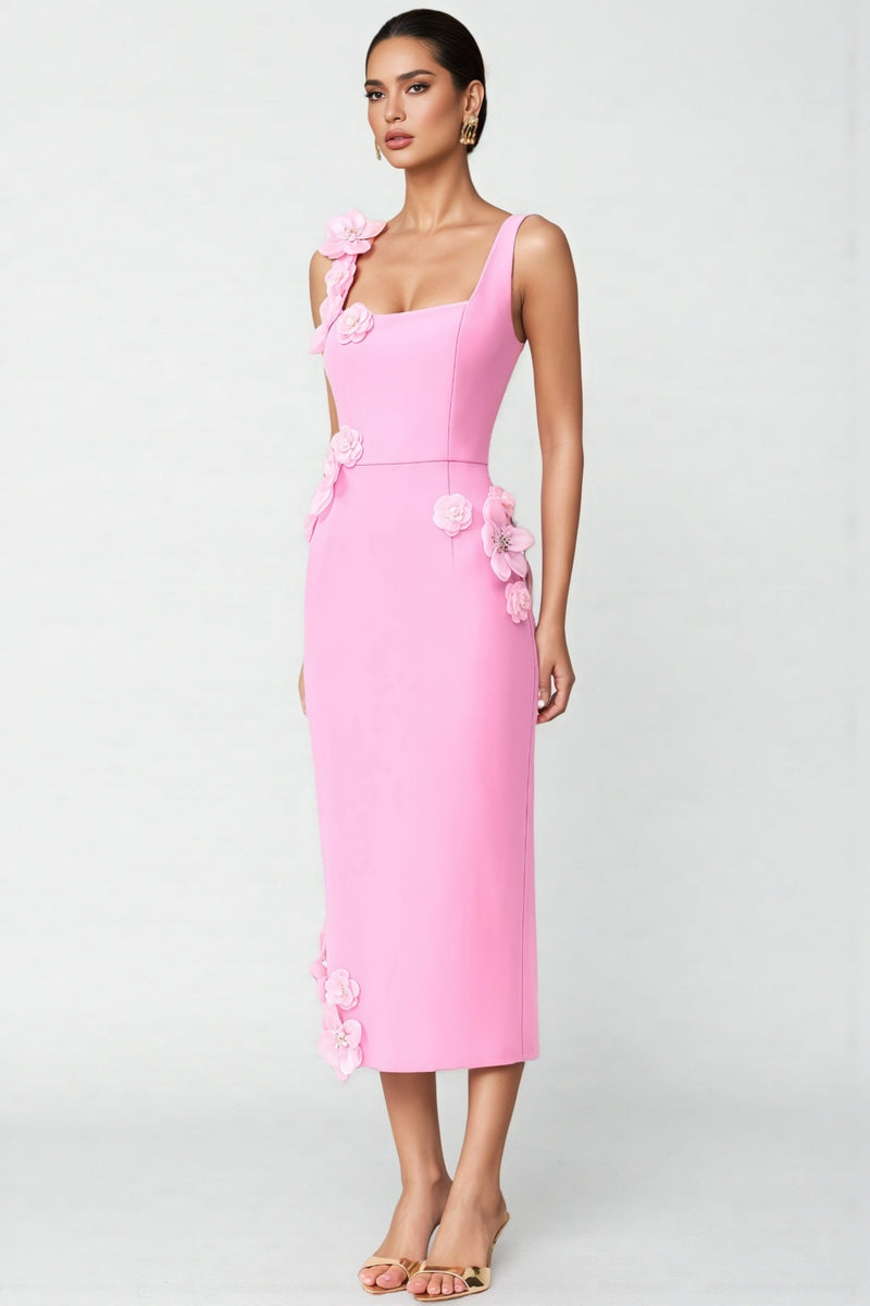 Terlyn Pink 3d Midi Dress
