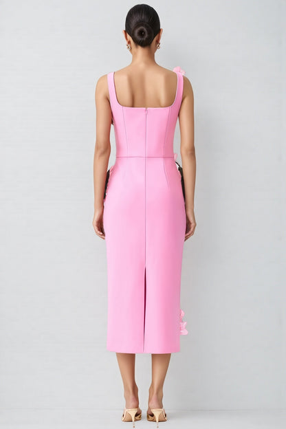 Terlyn Pink 3d Midi Dress
