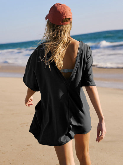 Nevaeh Cotton Pocketed Romper - Black