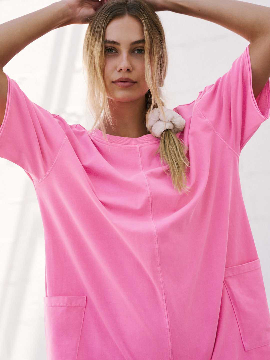 Nevaeh Cotton Pocketed Romper - Pink