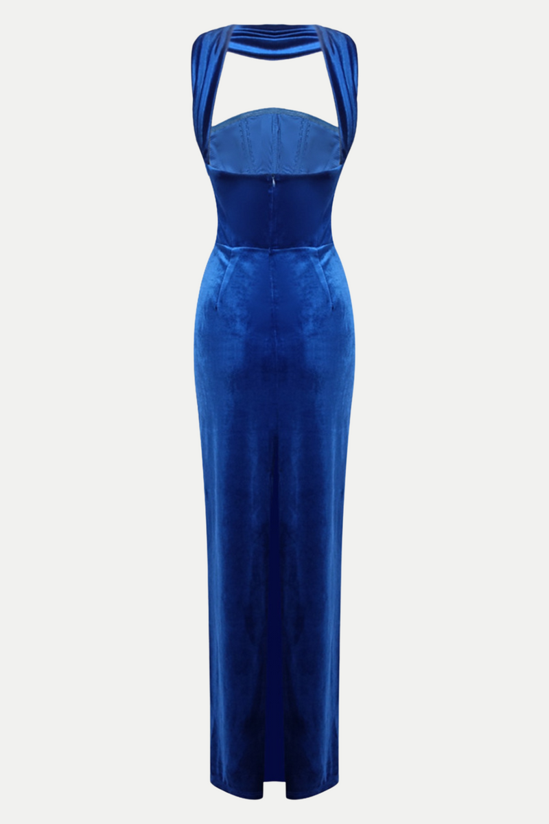 Eadward Velvet Halter Maxi Dress