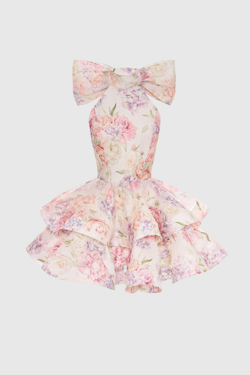 Earna Print Halter Mini Dress