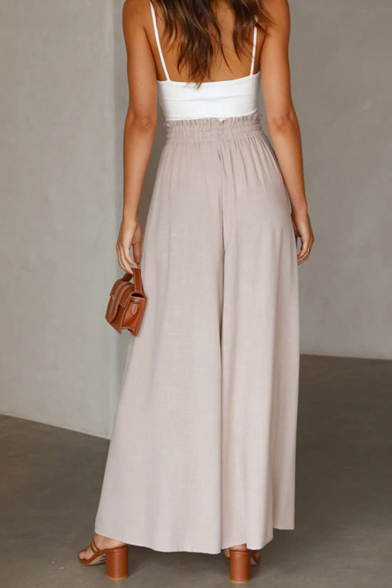 Elastic Waist Wide Leg Long Pants