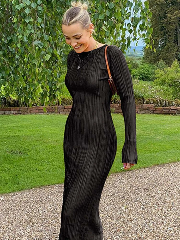 Bodycon Flare Sleeves Holiday Black Red Orange Midi Dresses