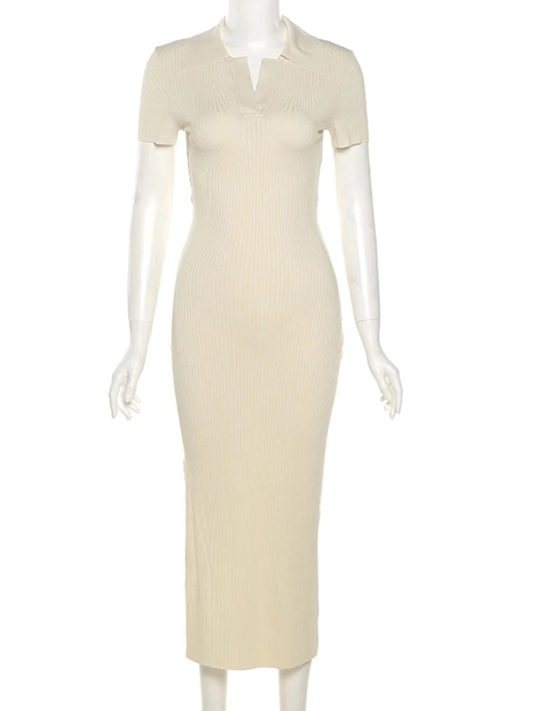 Knitted Short Backless Bandage Stretch Lady Midi Dresses