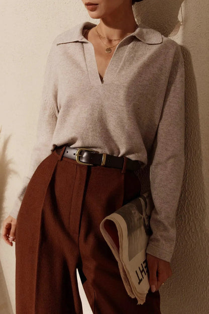 Eliya Long Sleeve Collar Pullover Sweater