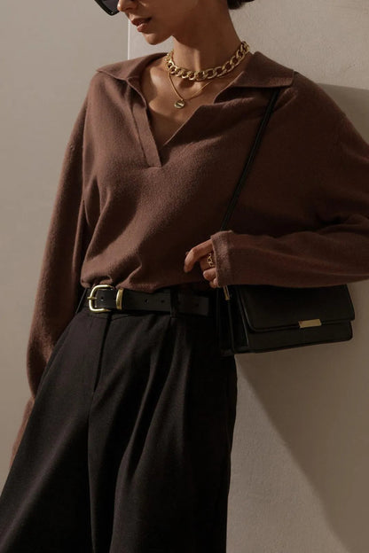 Eliya Long Sleeve Collar Pullover Sweater