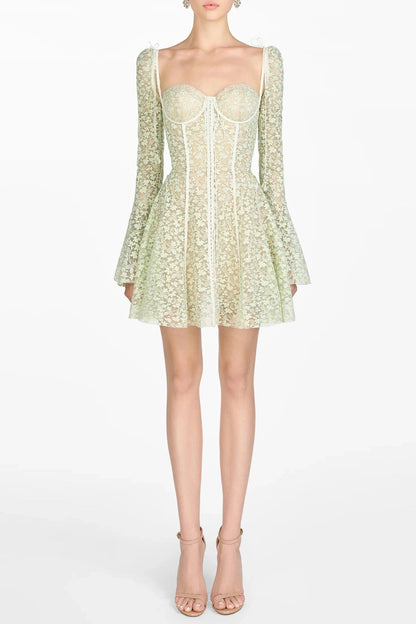 Emani Lace Corset Mini Dress - Mint