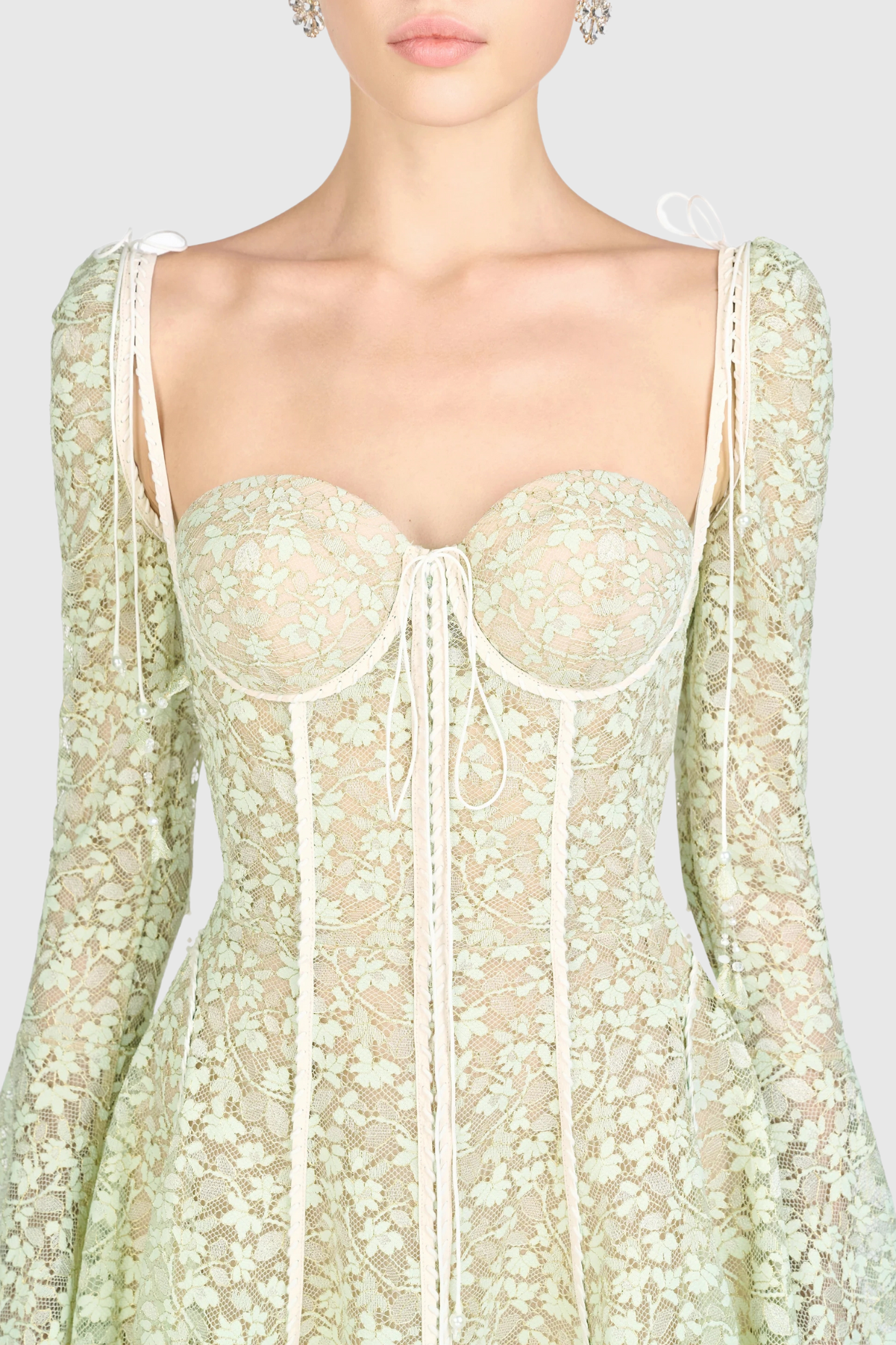 Emani Lace Corset Mini Dress - Mint
