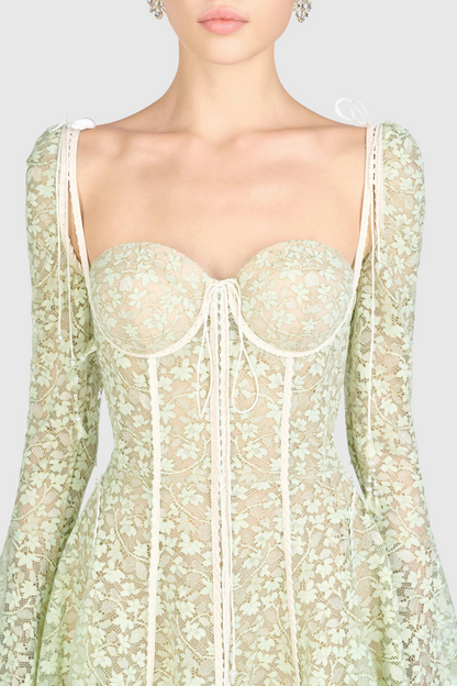Emani Lace Corset Mini Dress - Mint