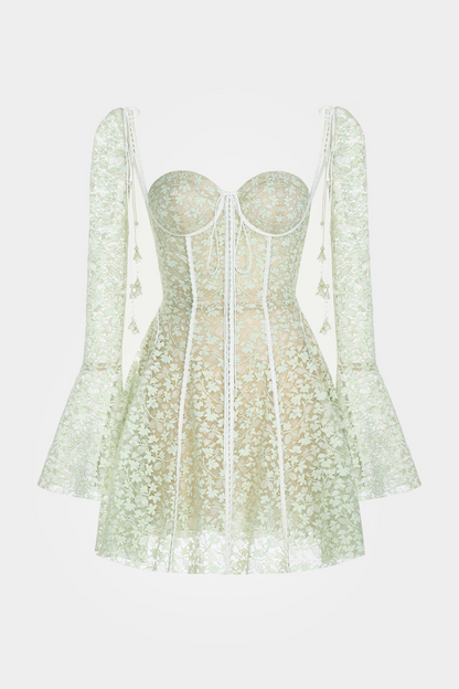 Emani Lace Corset Mini Dress - Mint