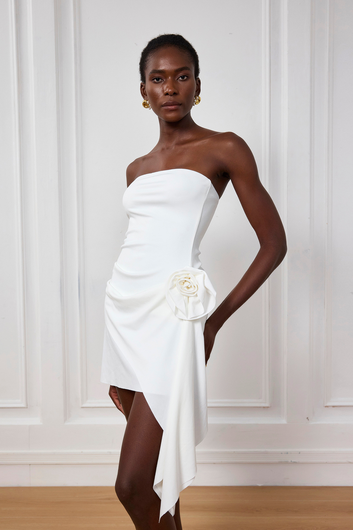 Innovaredenim Bodycon Off Shoulder Flower Mini Dress