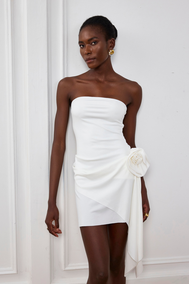 Innovaredenim Bodycon Off Shoulder Flower Mini Dress