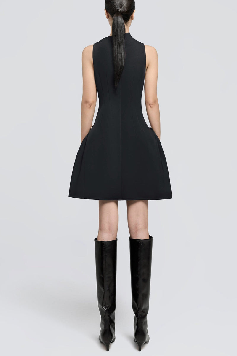 Eorkone Symmetric Draped Mini Dress - Black