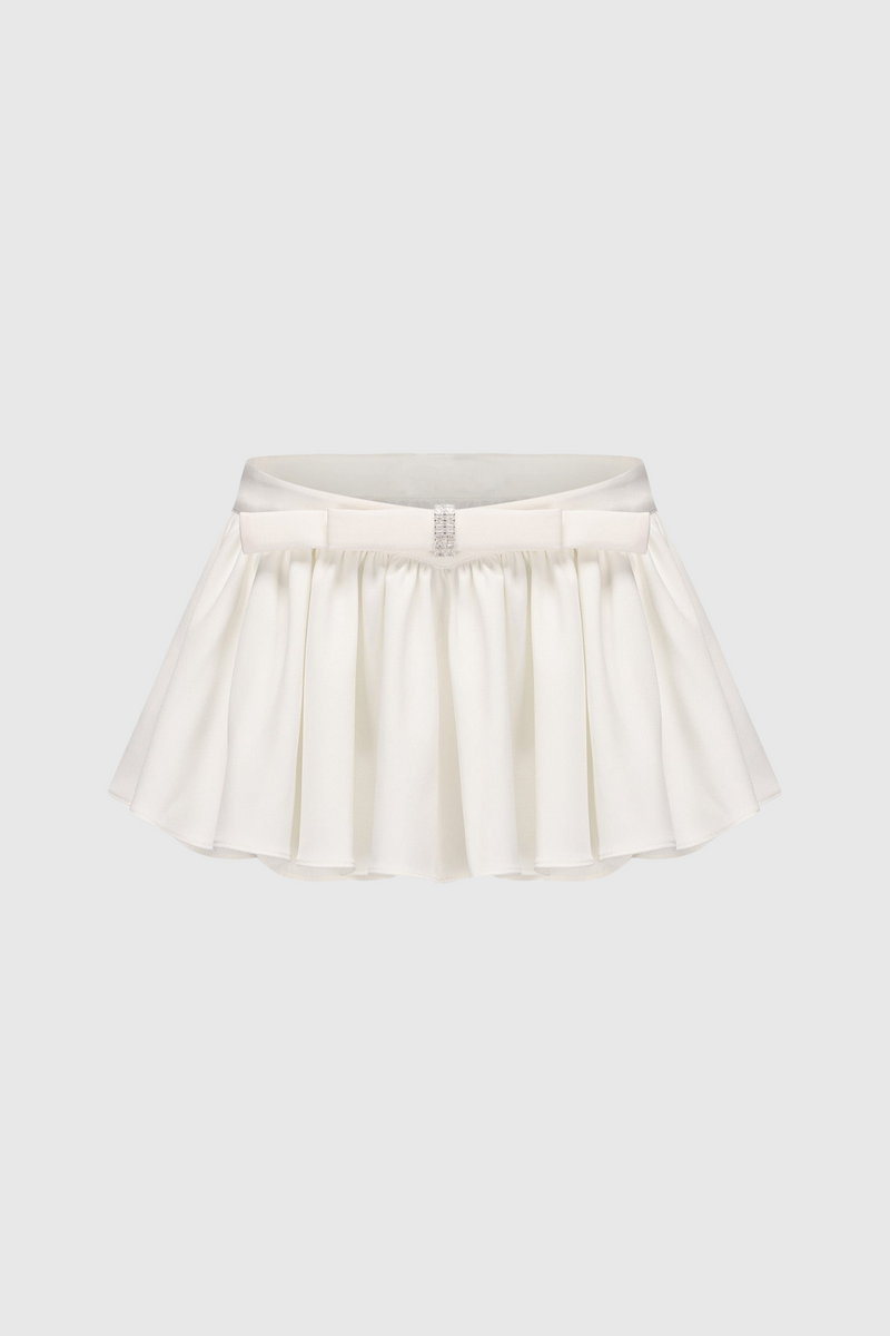 Ephai Ruched Chiffon Ruffle Two Piece Set - White