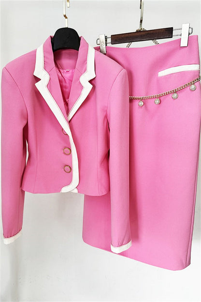 Erika Contrast-trim Jacket Two Piece Set