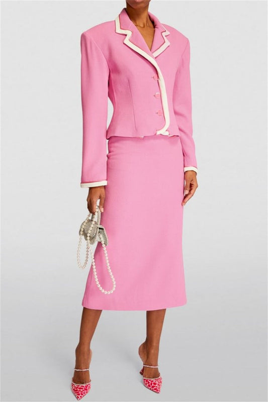 Erika Contrast-trim Jacket Two Piece Set