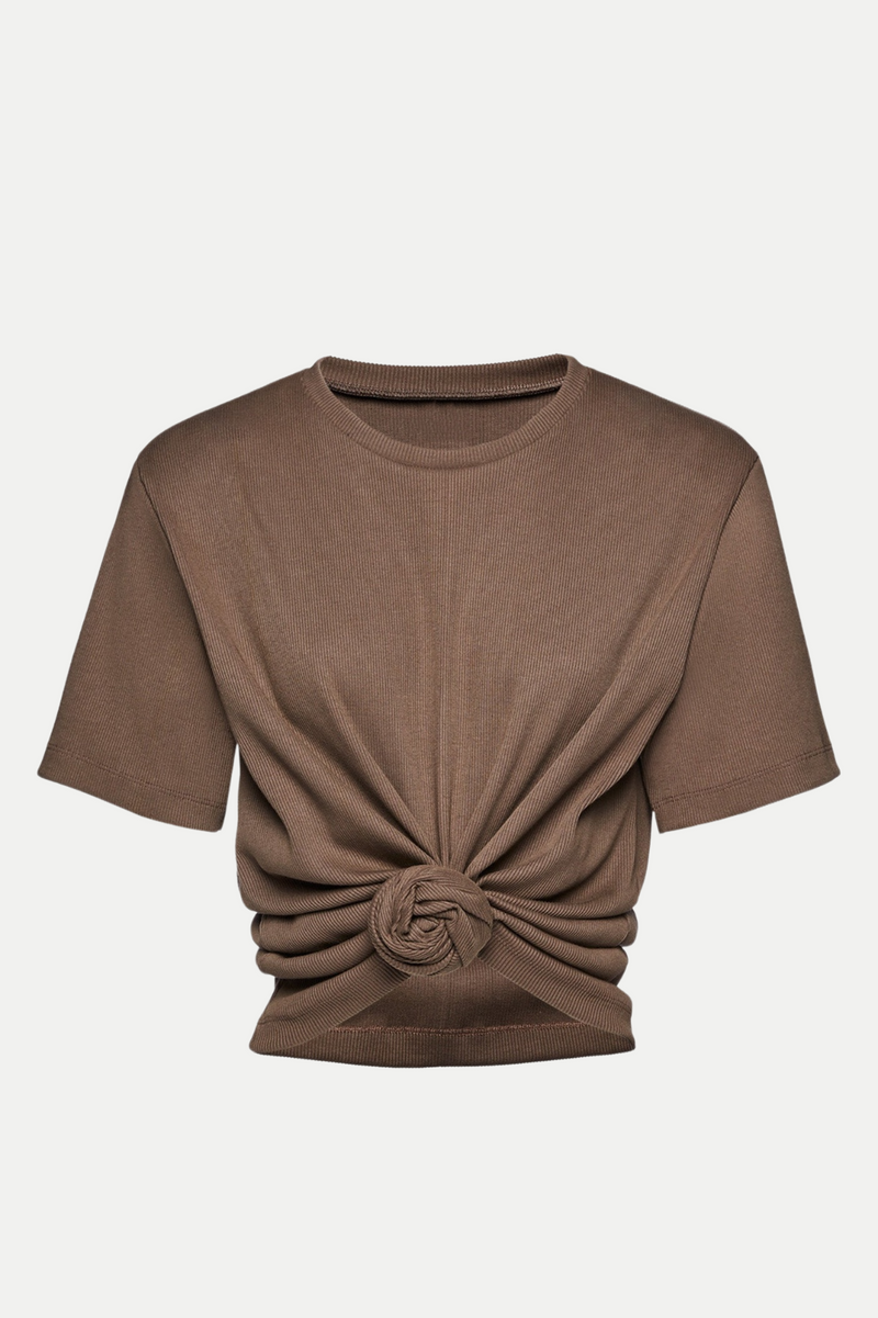 Orlina Knotted T-shirt - Brown