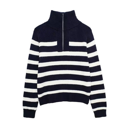 American Style Long Striped Knitted Sweater