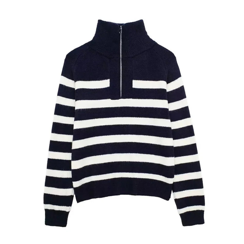 American Style Long Striped Knitted Sweater