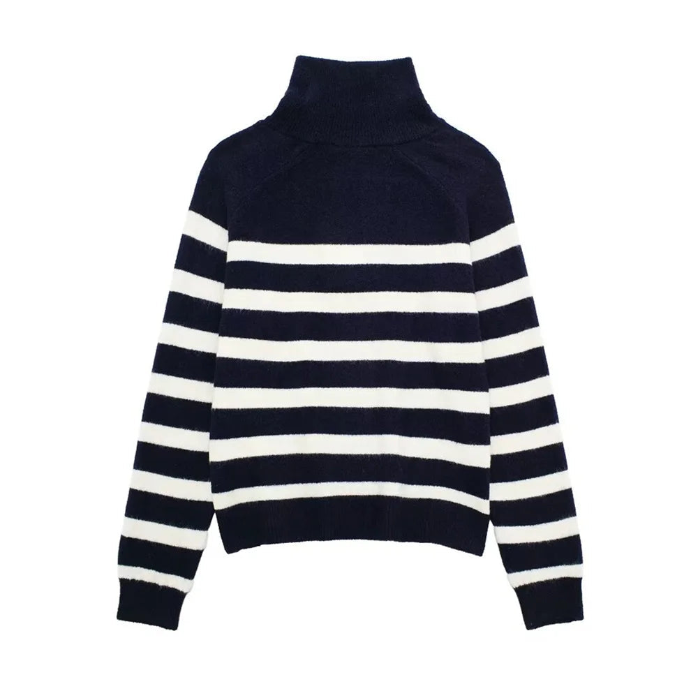 American Style Long Striped Knitted Sweater