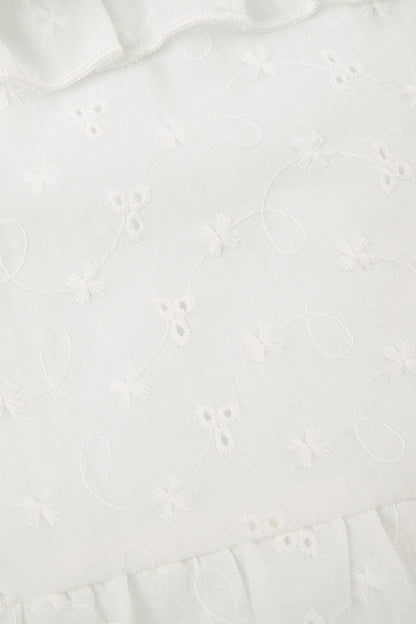 Eyelet Strap A-line Tiered Long Skirt