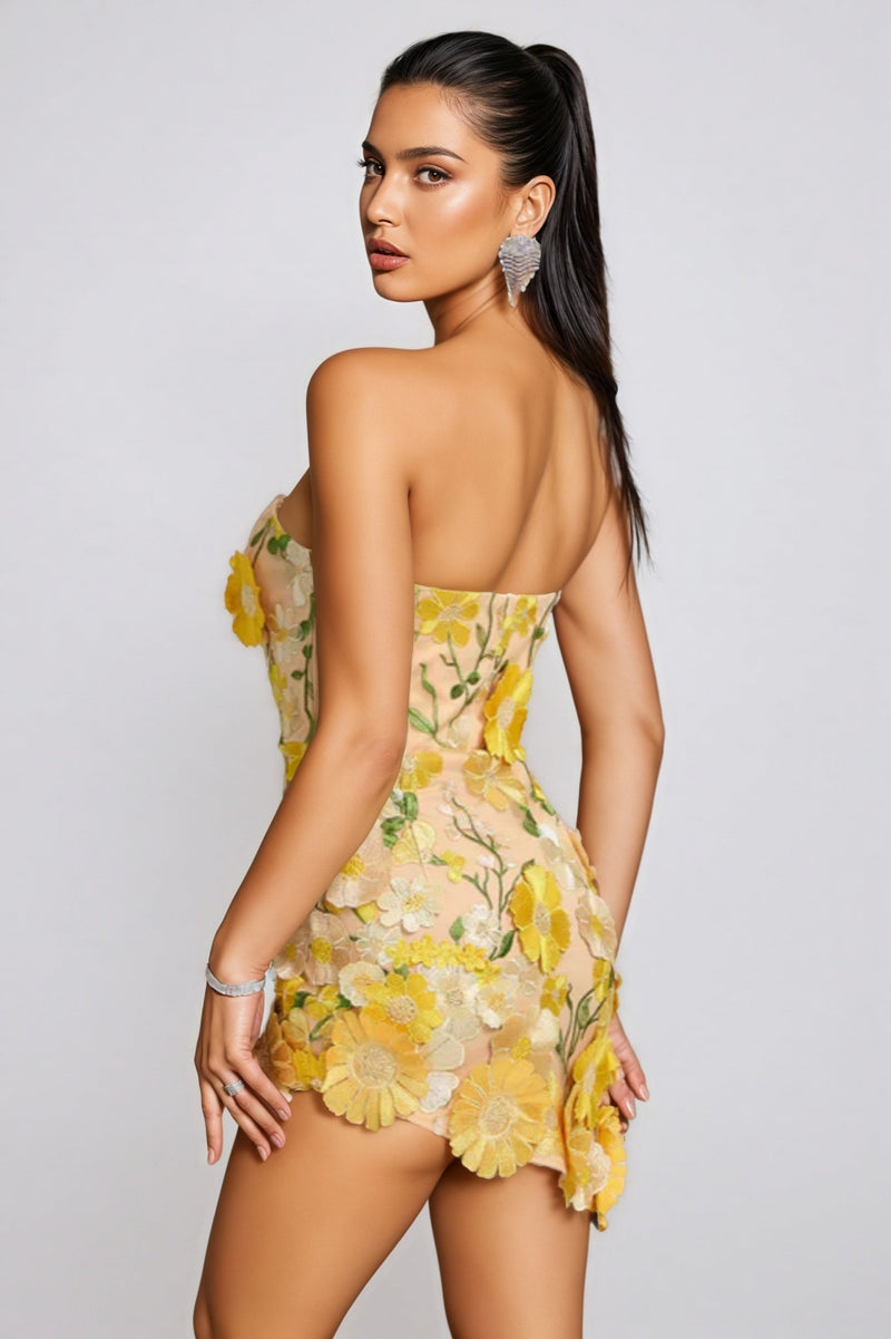 Tennyson Strapless 3d Mini Dress
