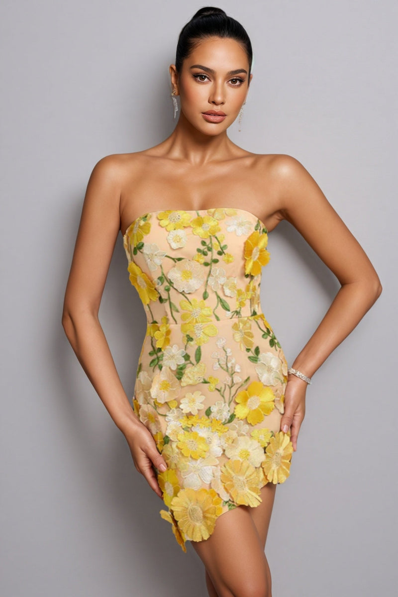 Tennyson Strapless 3d Mini Dress
