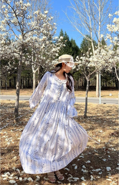 Fairy Mood Korean-inspired Cotton Long Dress _ Comfy Soft Girl Style Gown