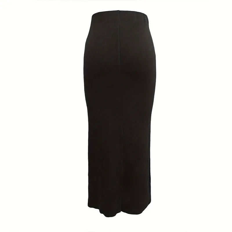 Autumn Summer Black Knitted Classical Knot Irregular Skirt