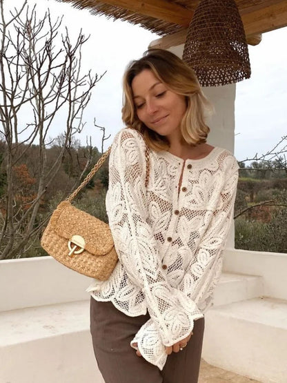 Crochet Hook Hollow Single Long Commute Knitted Sweater