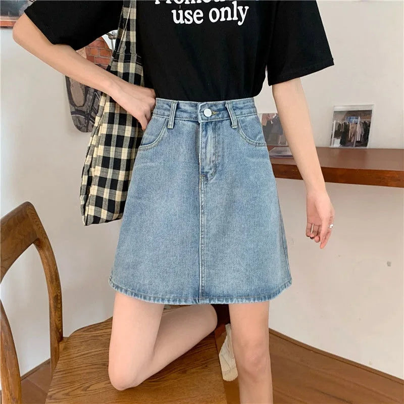 Denim High Waist Slim Retro Small Sheath Skirt