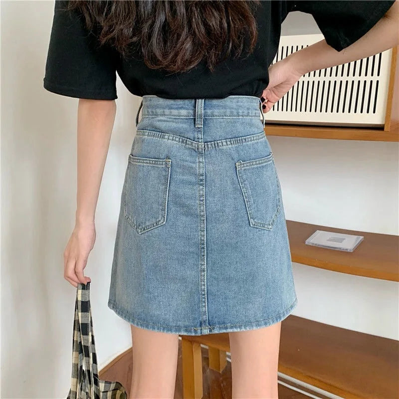 Denim High Waist Slim Retro Small Sheath Skirt