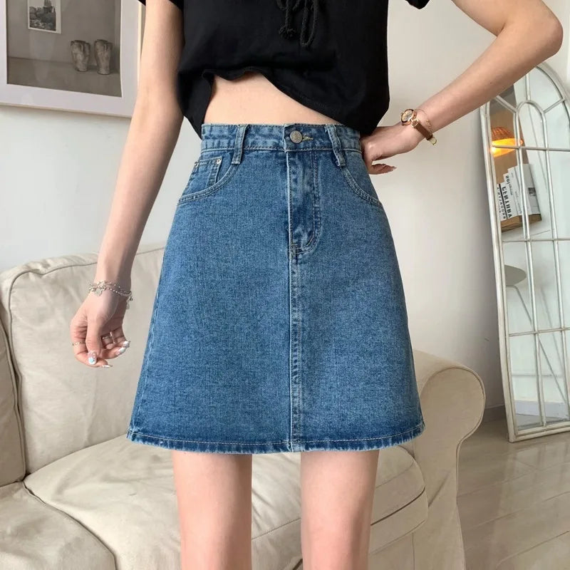 Denim High Waist Slim Retro Small Sheath Skirt