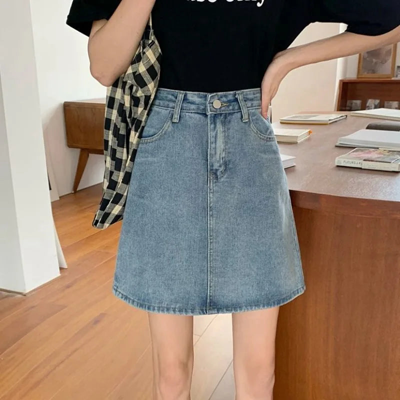 Denim High Waist Slim Retro Small Sheath Skirt